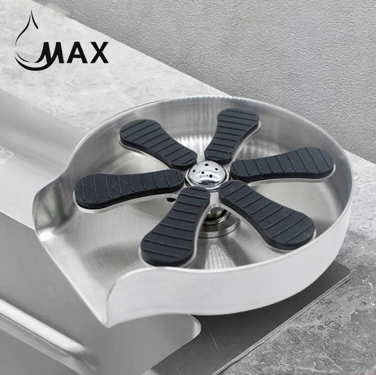 MAX Faucets metal kitchen sink glass rinser in brushed nickel