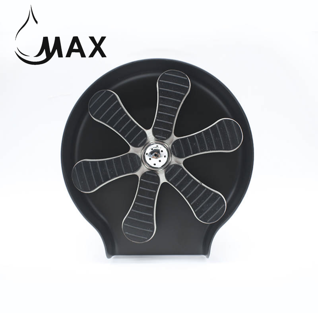 Side view of MAX Faucets matte black metal glass rinser