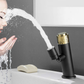 Smart Punch Knob Rotate Swivel Spout Bathroom Faucet Matte Black,Shiny Gold Knob Finish