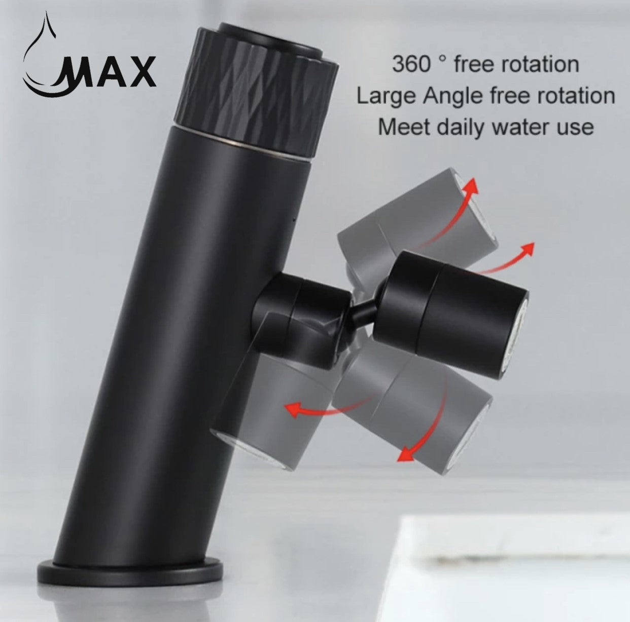 Smart Bathroom Faucet Matte Black Punch Knob Rotate Swivel Spout Stream Spray