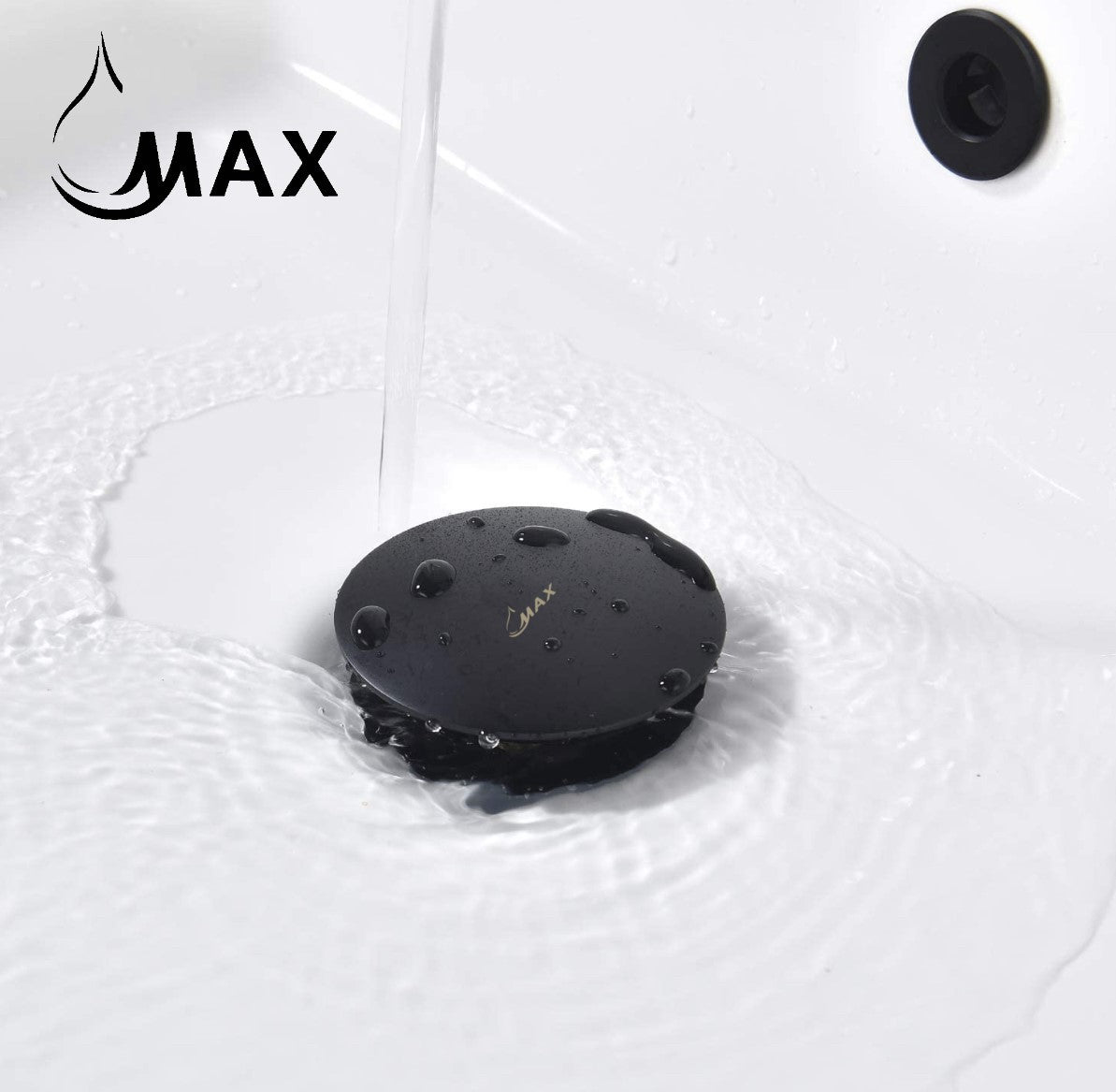Solid Brass Push Pop Up Sink Drain With Overflow Matte Black Finish