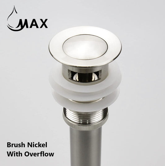 Small Cap Pop Up Sink Drain Assembly With Overflow Brushed Nickel
