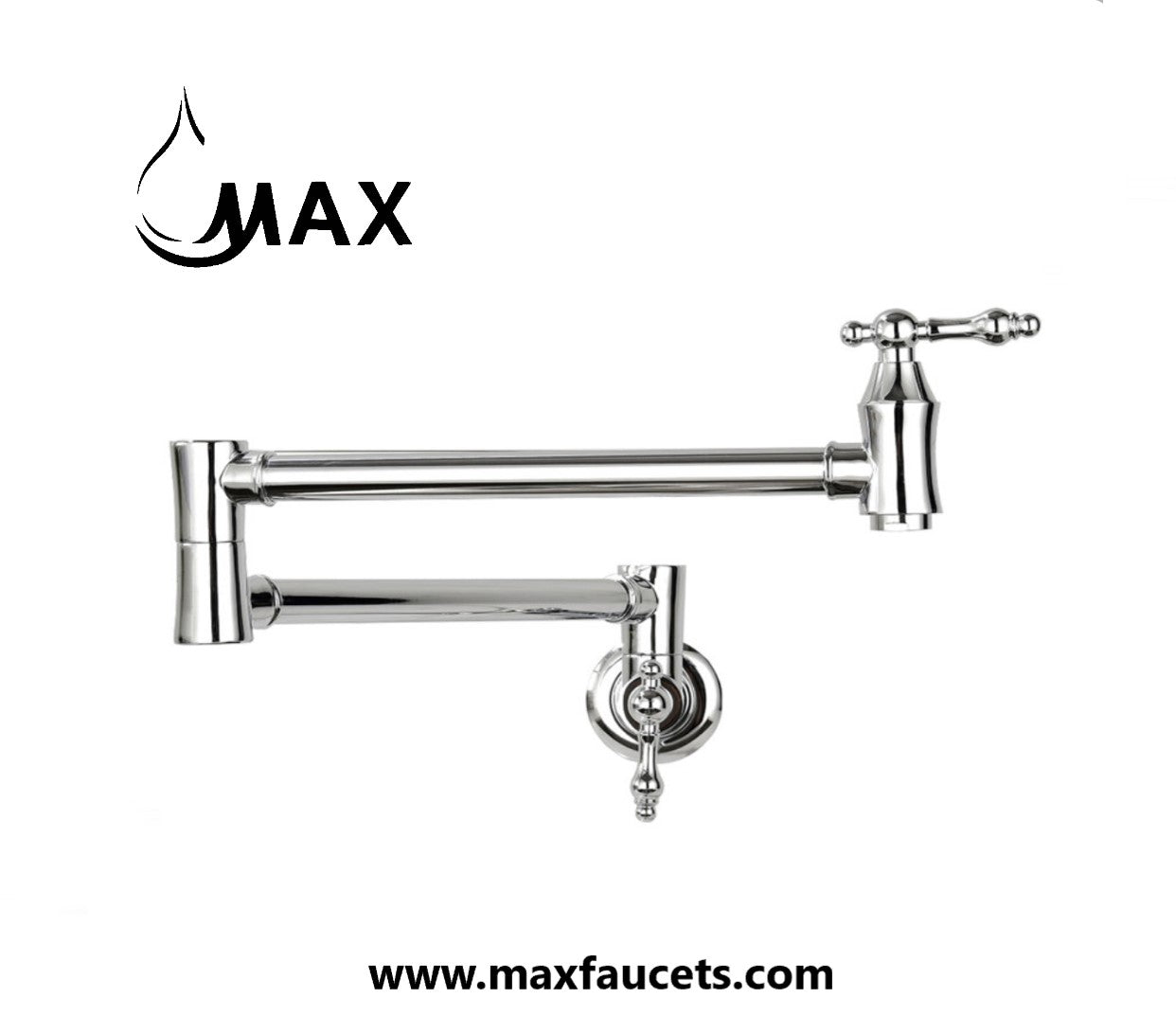 Pot Filler Faucet Double Handle Traditional Wall Mounted 27" With Accessories Chrome Finish