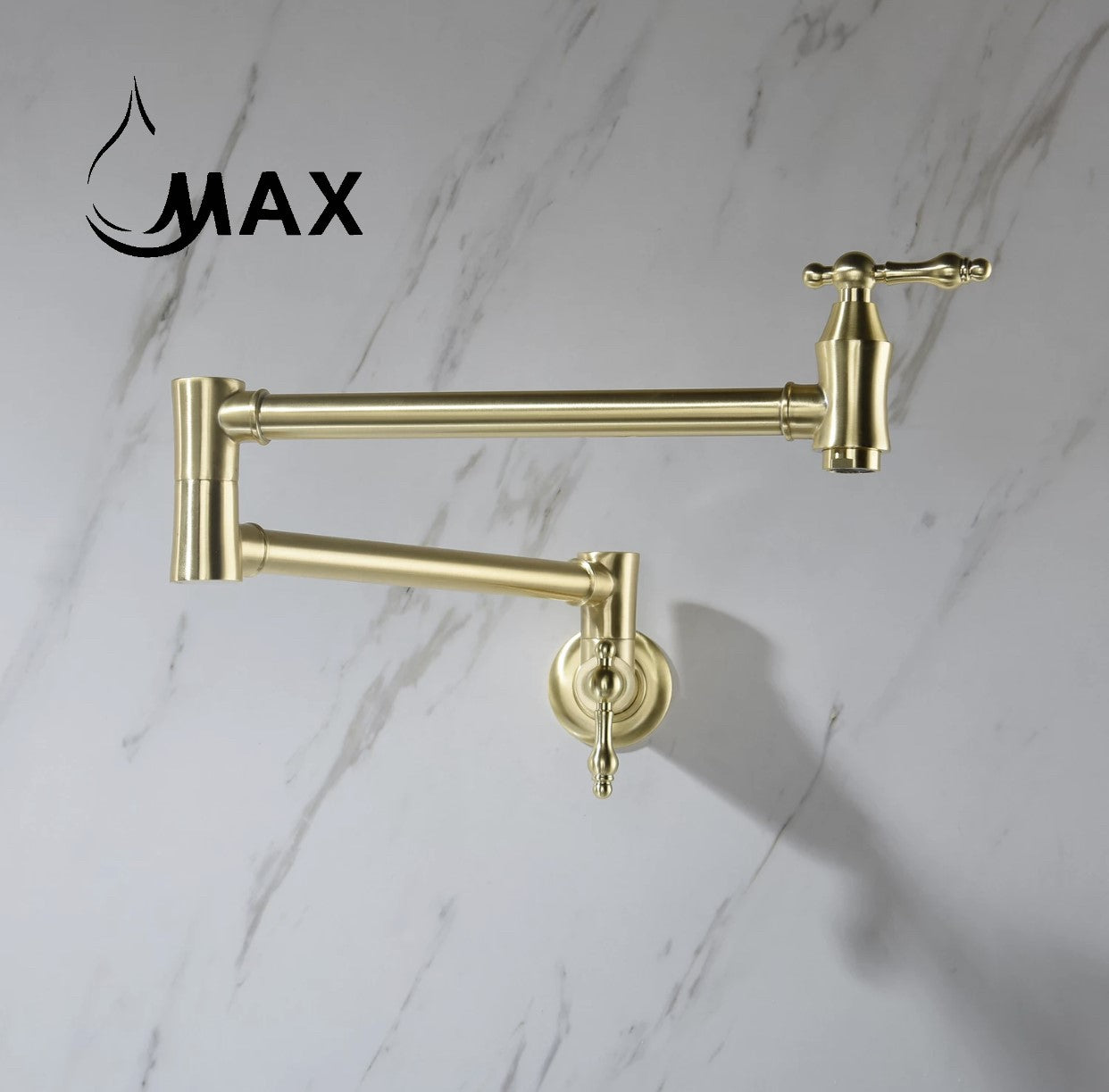 Pot Filler Faucet Double Handle Traditional Wall Mounted 27" With Accessories Brushed Gold Finish