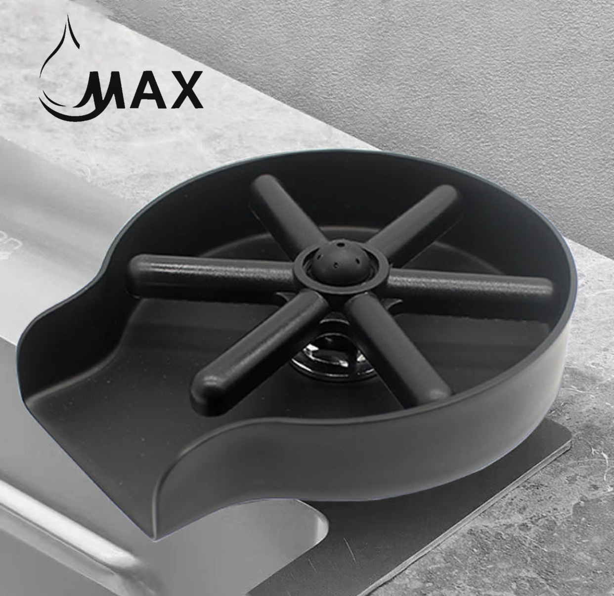 MAX Faucets rotating metal cup washer for kitchen sink in matte black