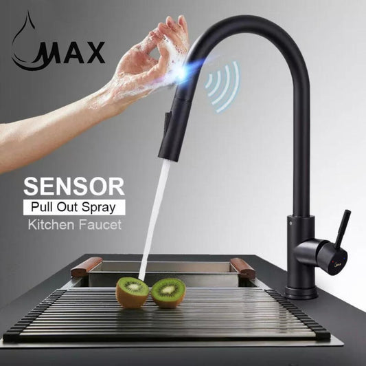 Smart Touch Kitchen Faucet Single Handle Pull-Out Matte Black Finish