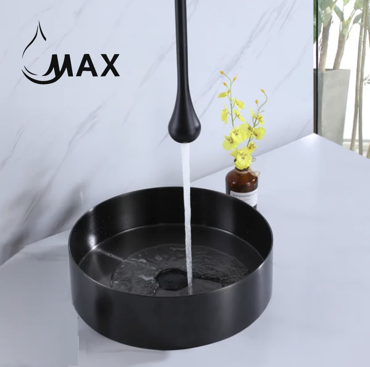 Smart Touchless Bathroom Faucet Ceiling Mounted Matte Black