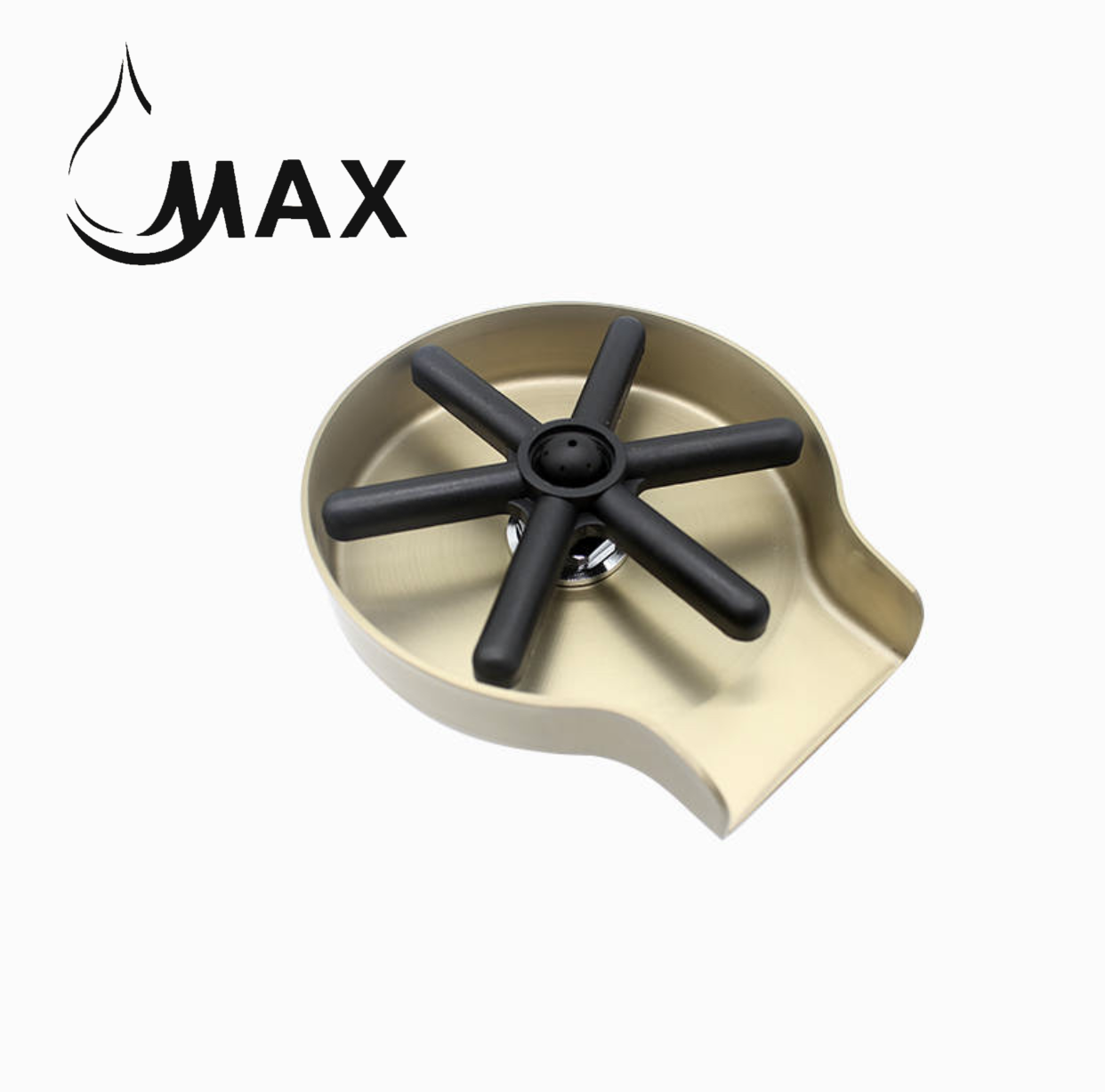 Brushed gold kitchen sink cup washer with black six-arm rotating holder